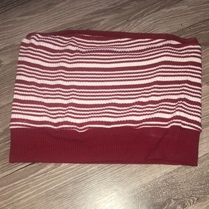 Red and white striped tube top